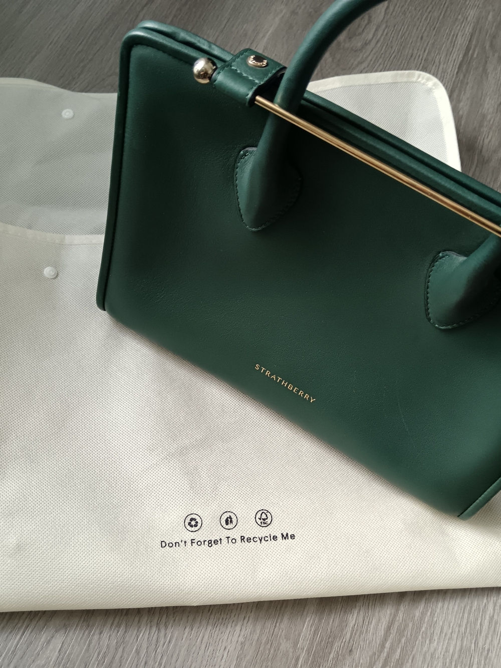 Strathberry Bottle Green Midi Tote Bag - Picture 9 of 11